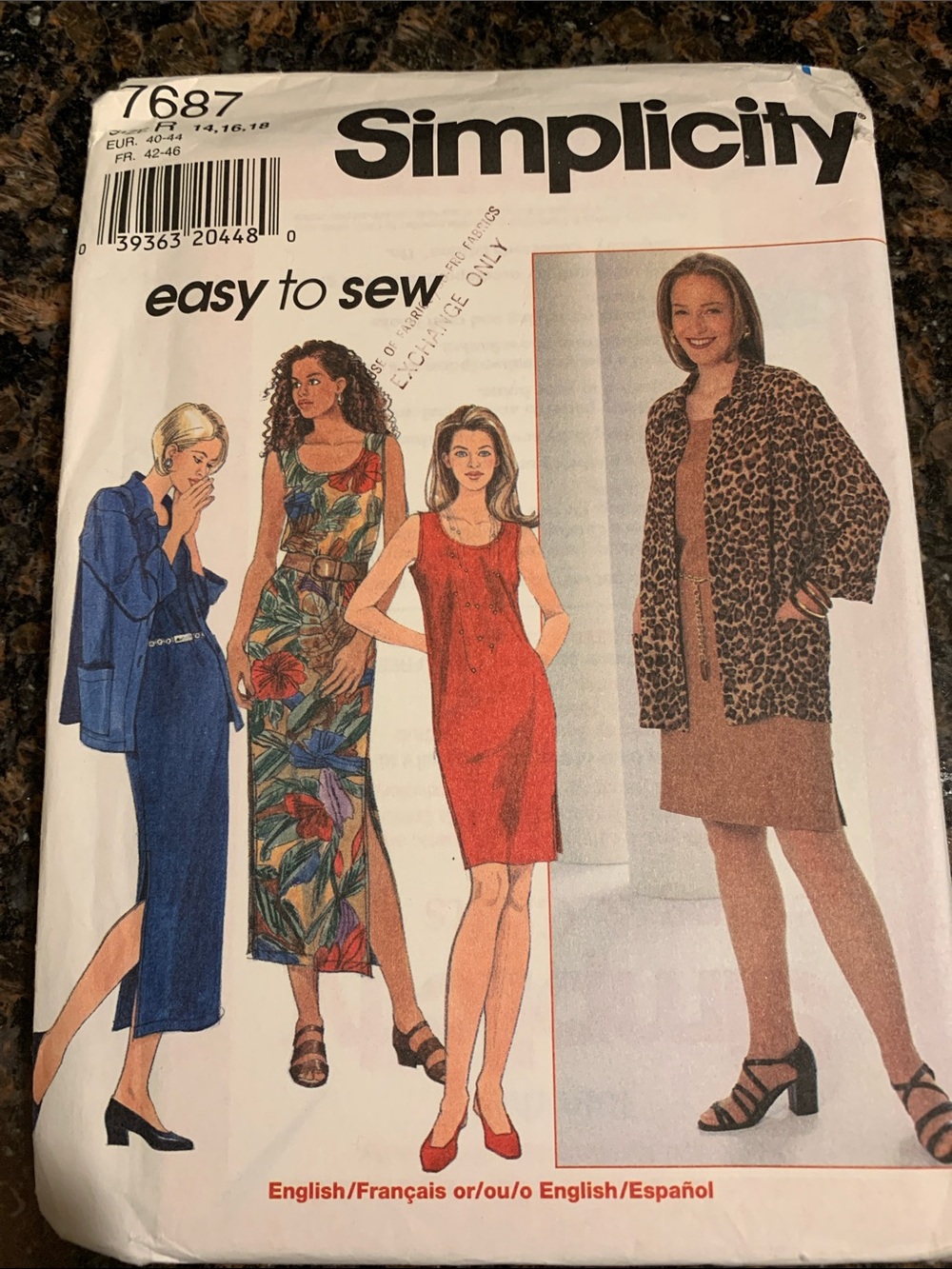 Simplicity Women's Dress & Jacket Pattern — Blue, Red, Brown, Multi Factory Fold